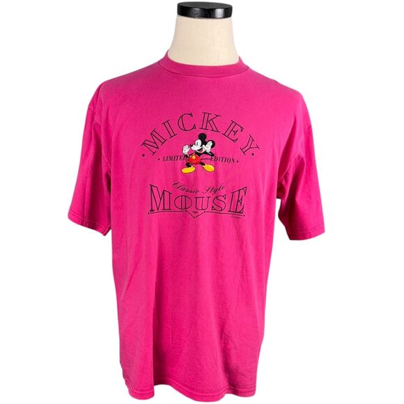 Vintage Mickey Unlimited Disney XL Pink T-Shirt Single Stitch 90s Classic Style - Picture 1 of 8